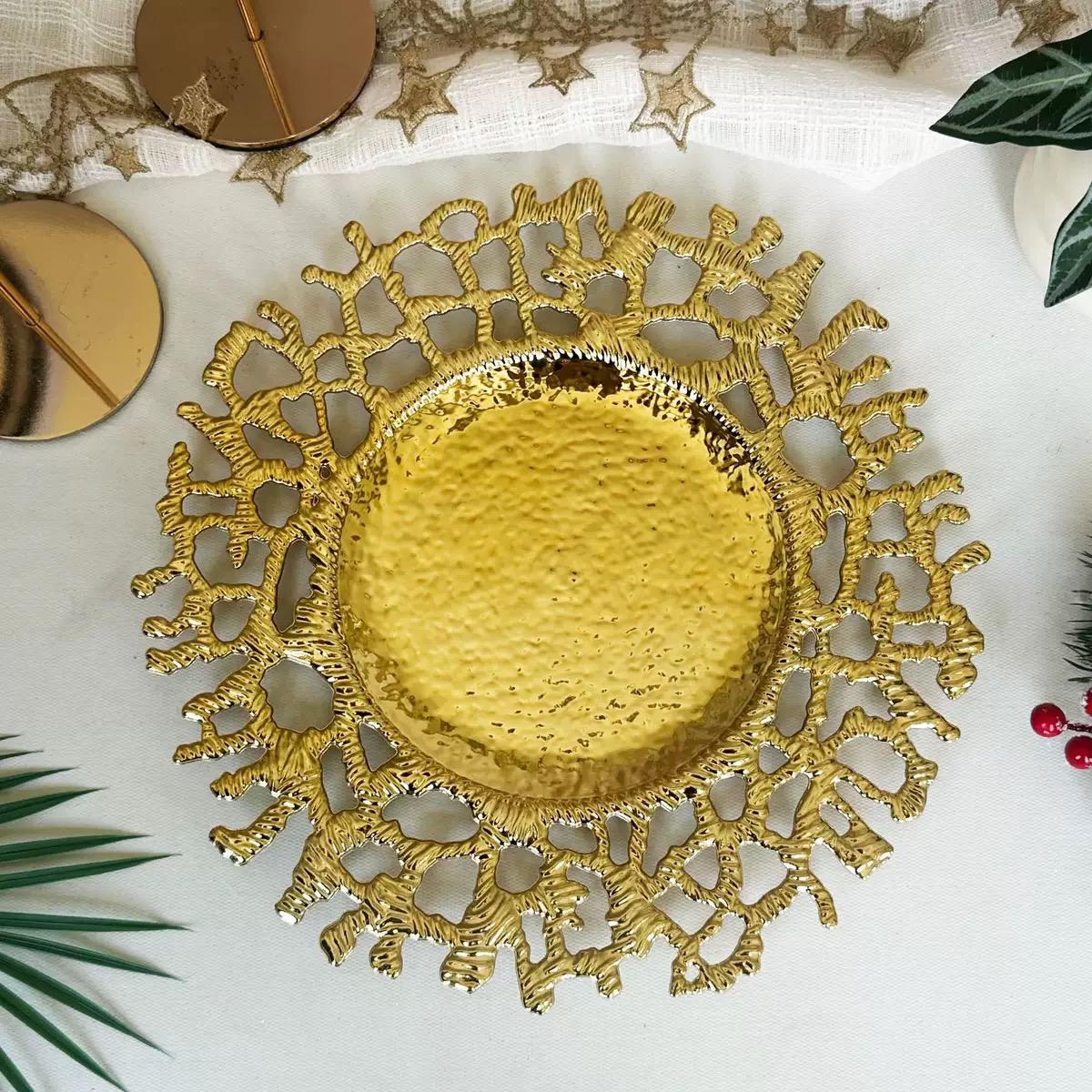Assiettes de présentation dorée pour déco